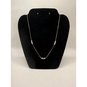 Vintage Korea Gold Tone Pearl Bead Necklace Minimalist Mid Century